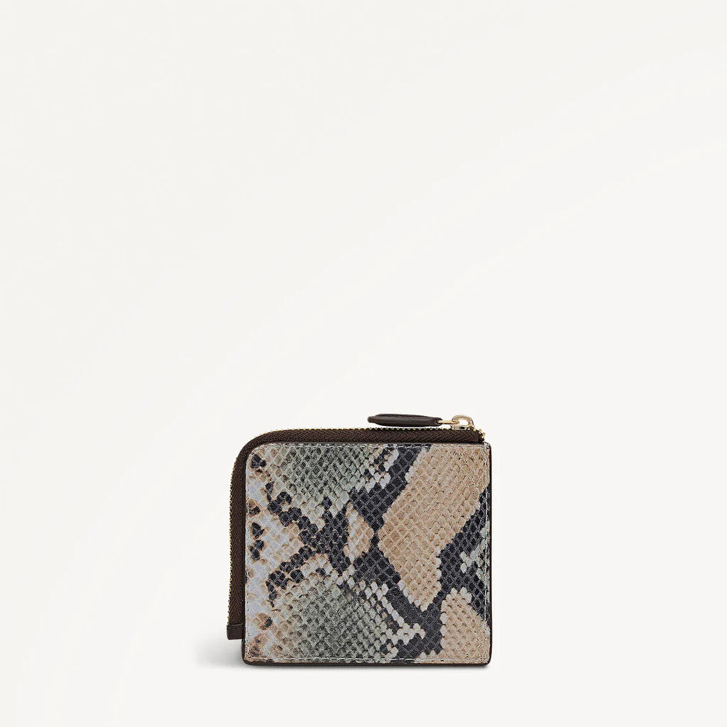 Small wallet with snake print on a white background
