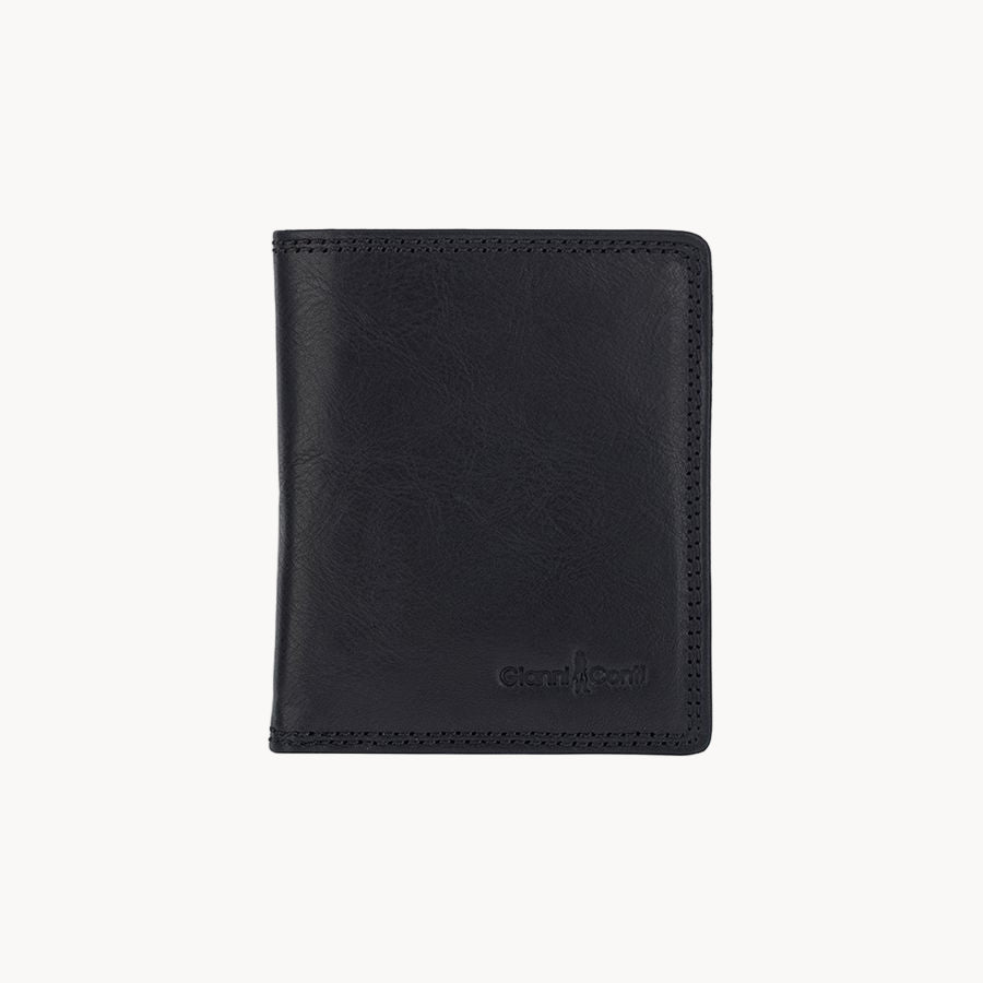 Black leather wallet on a white background