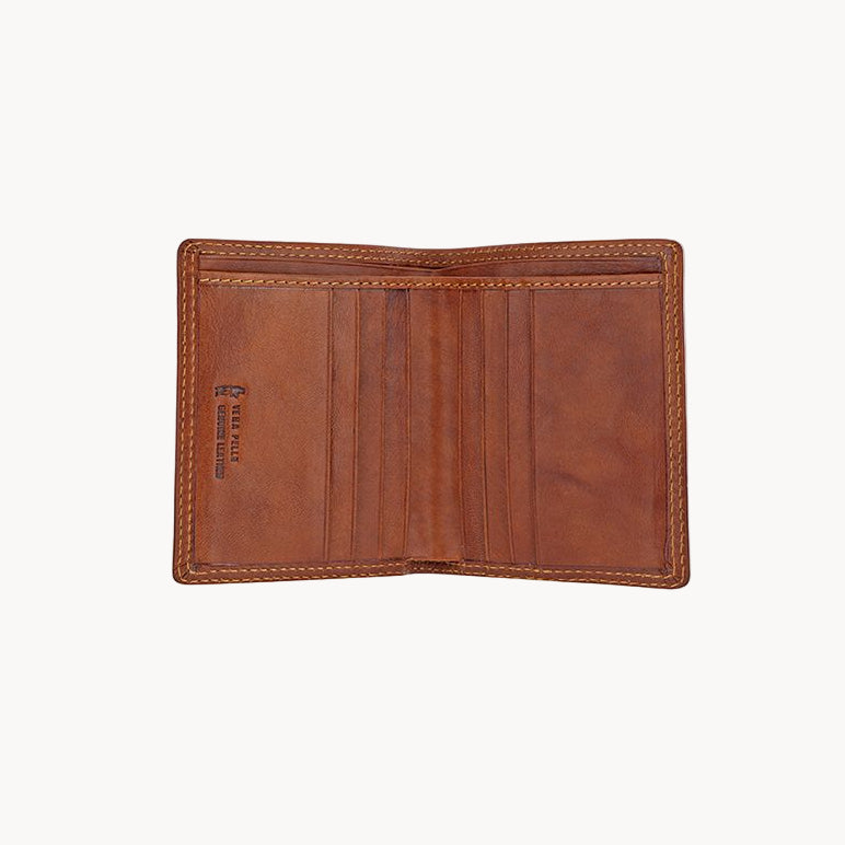 Brown leather wallet on a white background