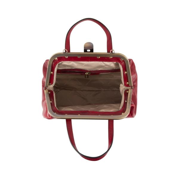 Interior of Gianni Conti small Gladstone bag showing zip and slip pocket