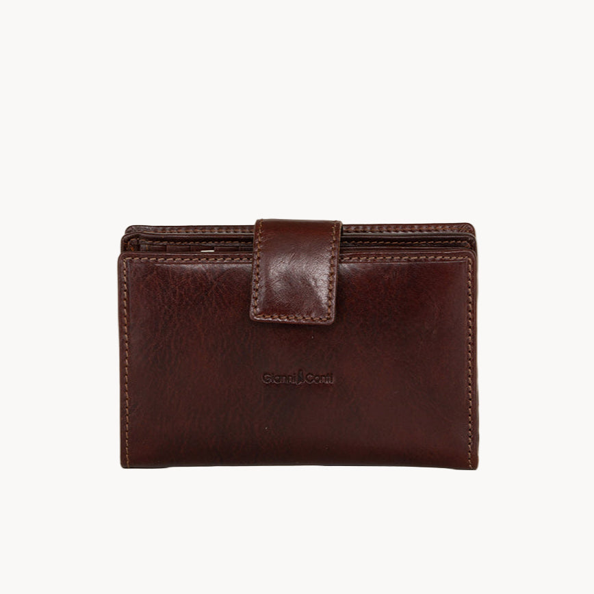 Brown leather wallet on a white background