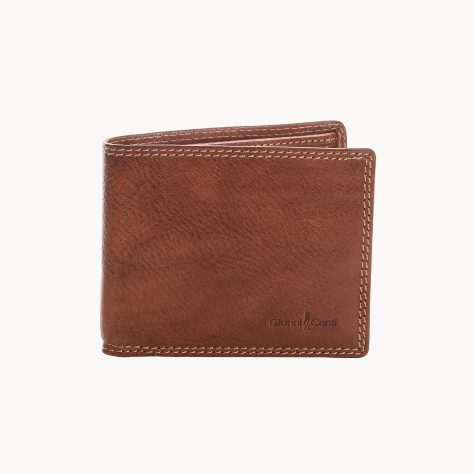 Tan leather wallet on a white background