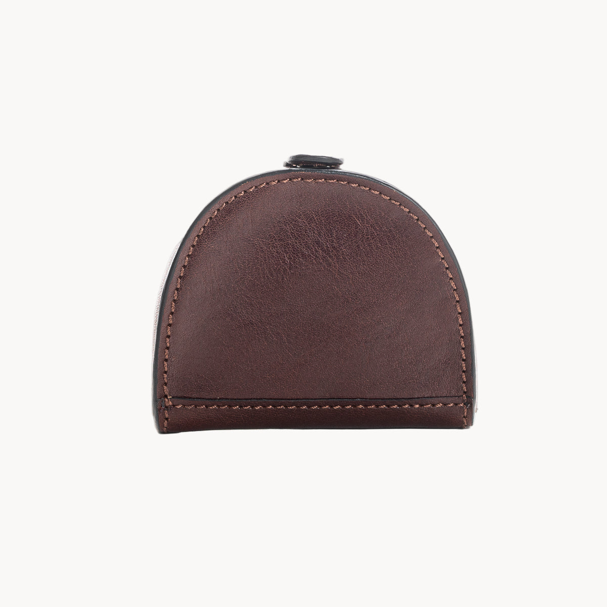 Brown leather coin purse on a white background