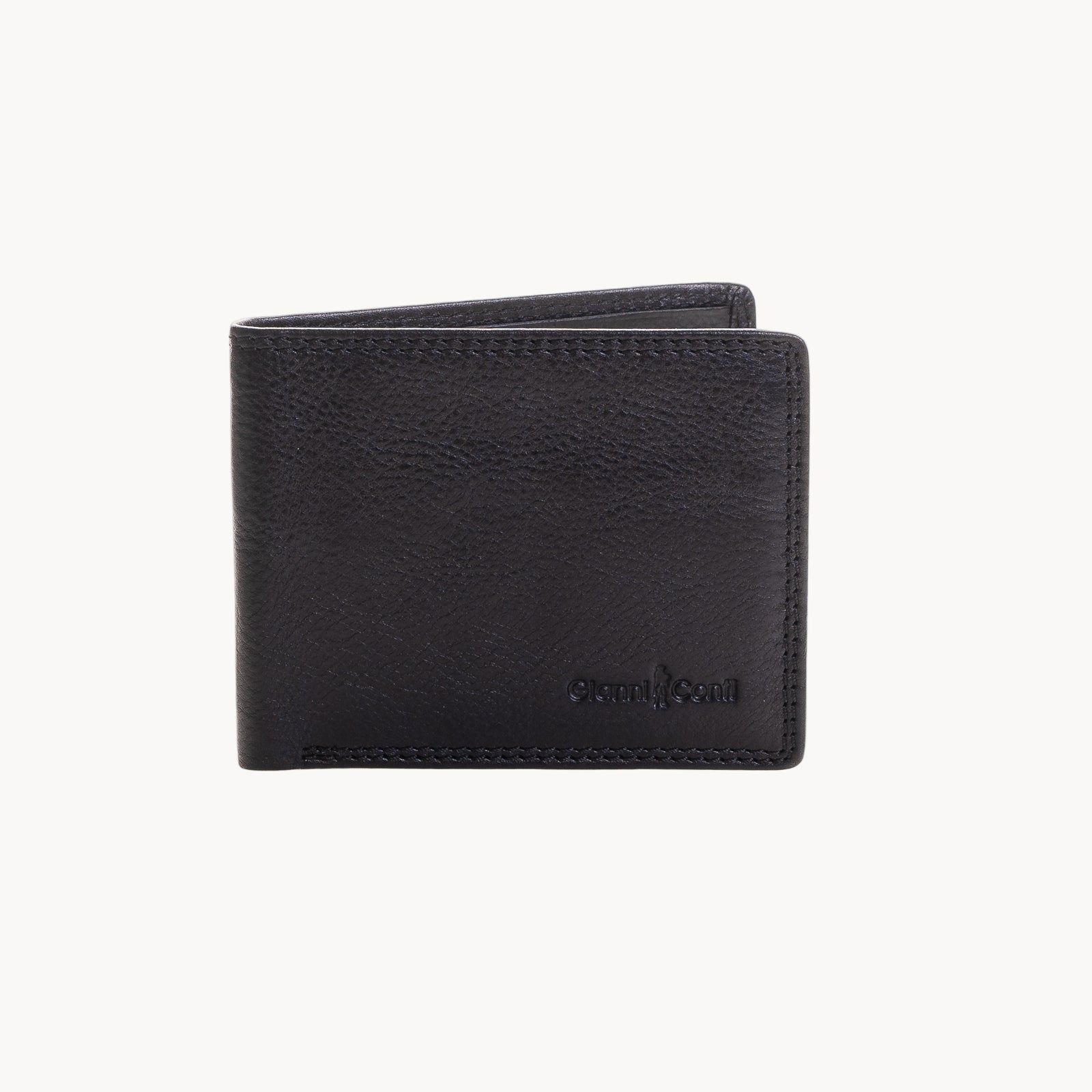 Black leather wallet on a white background