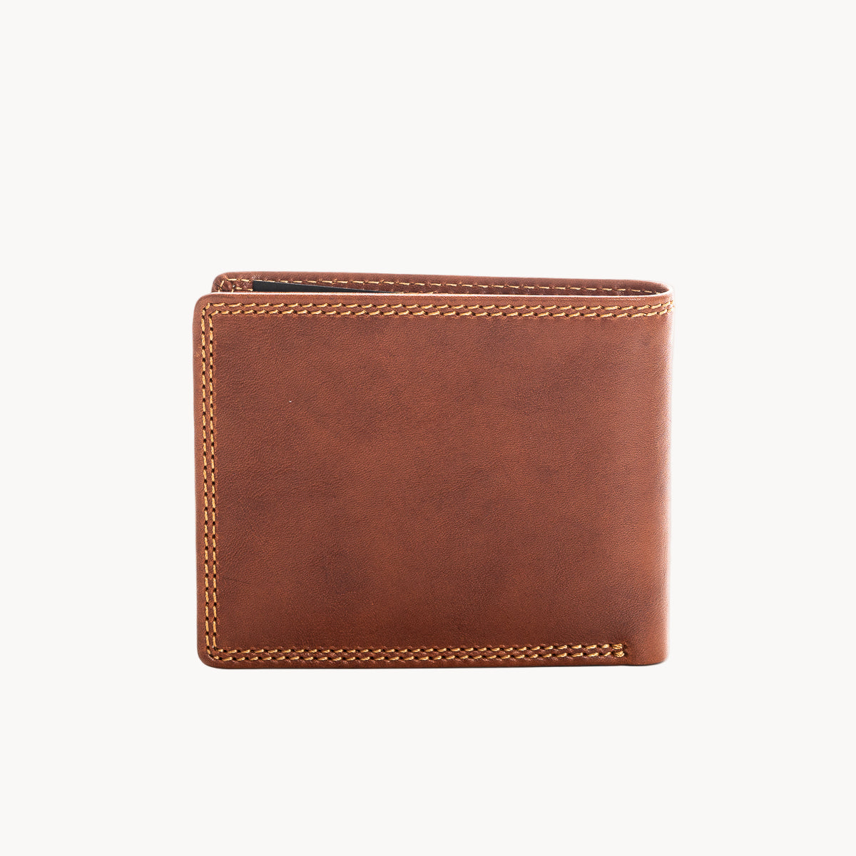 Tan leather wallet on a white background