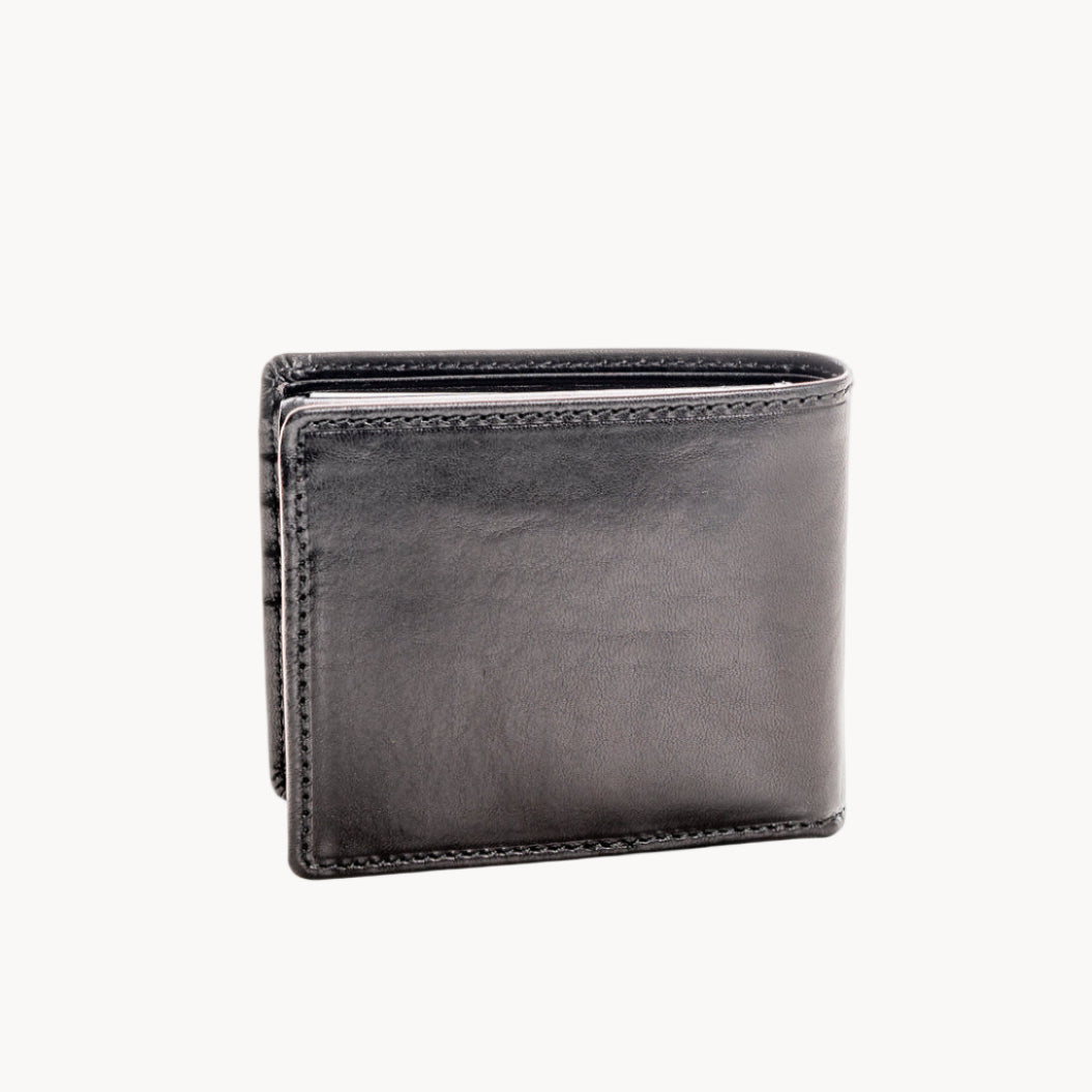 Black leather wallet on a white background