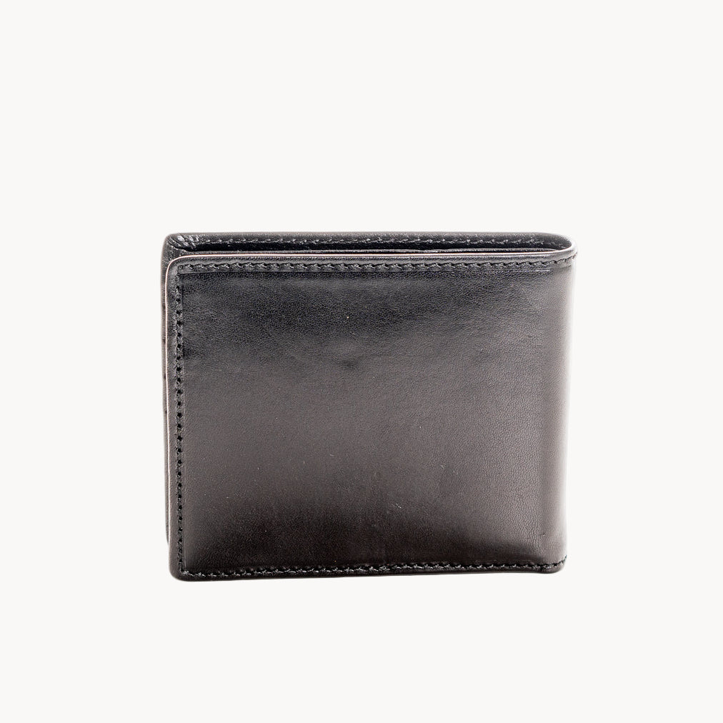 Black leather wallet on a white background