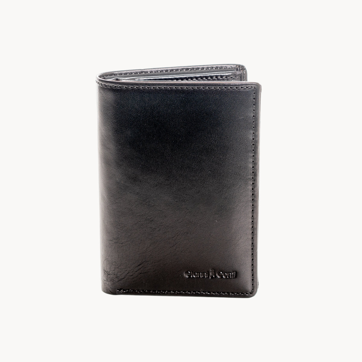 Black leather wallet on a white background