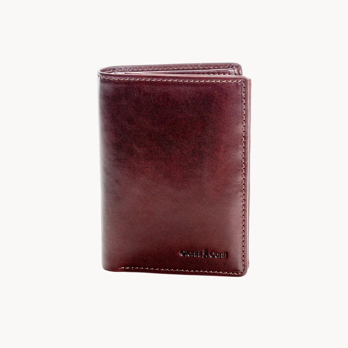 Brown leather wallet on a white background