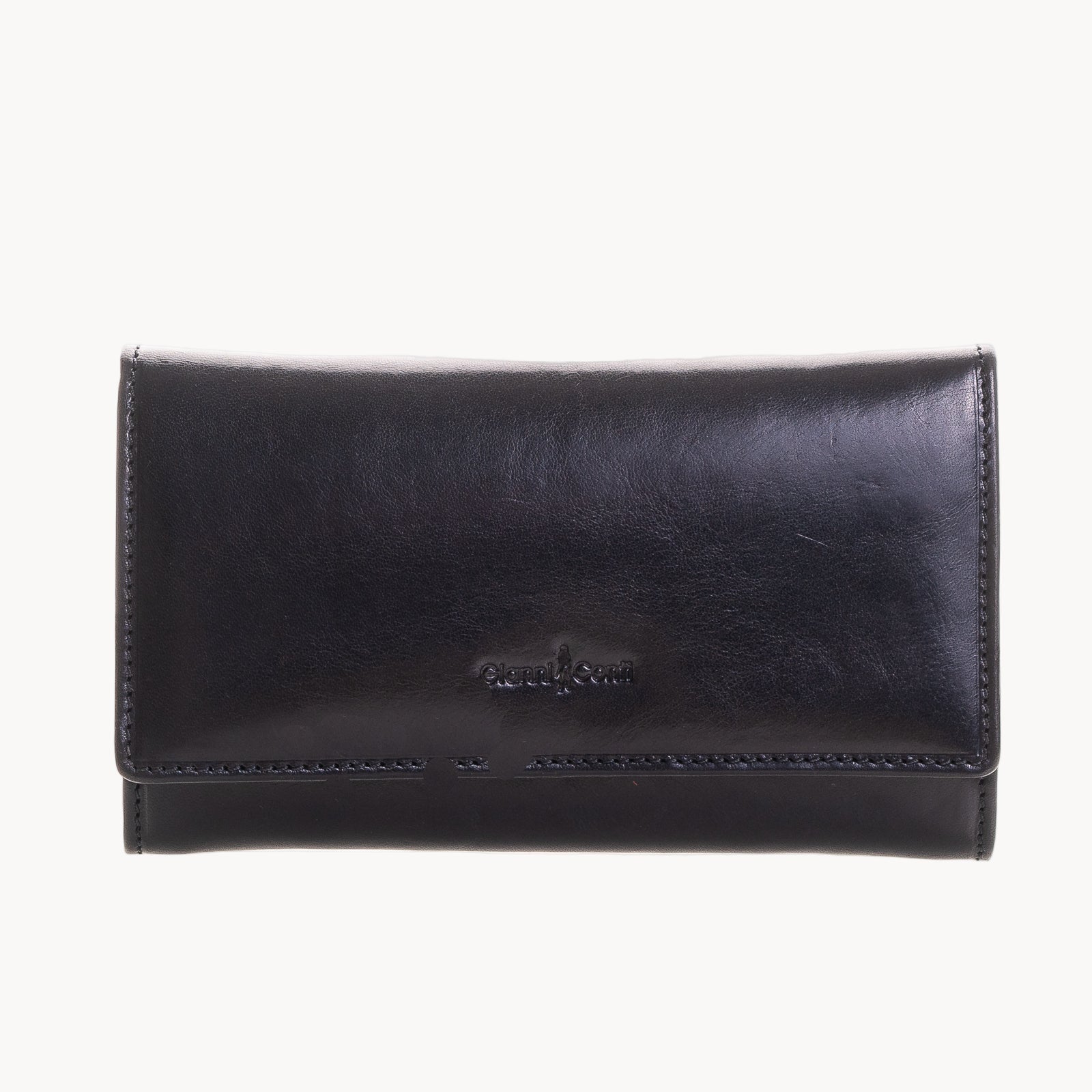 Black leather wallet on a white background