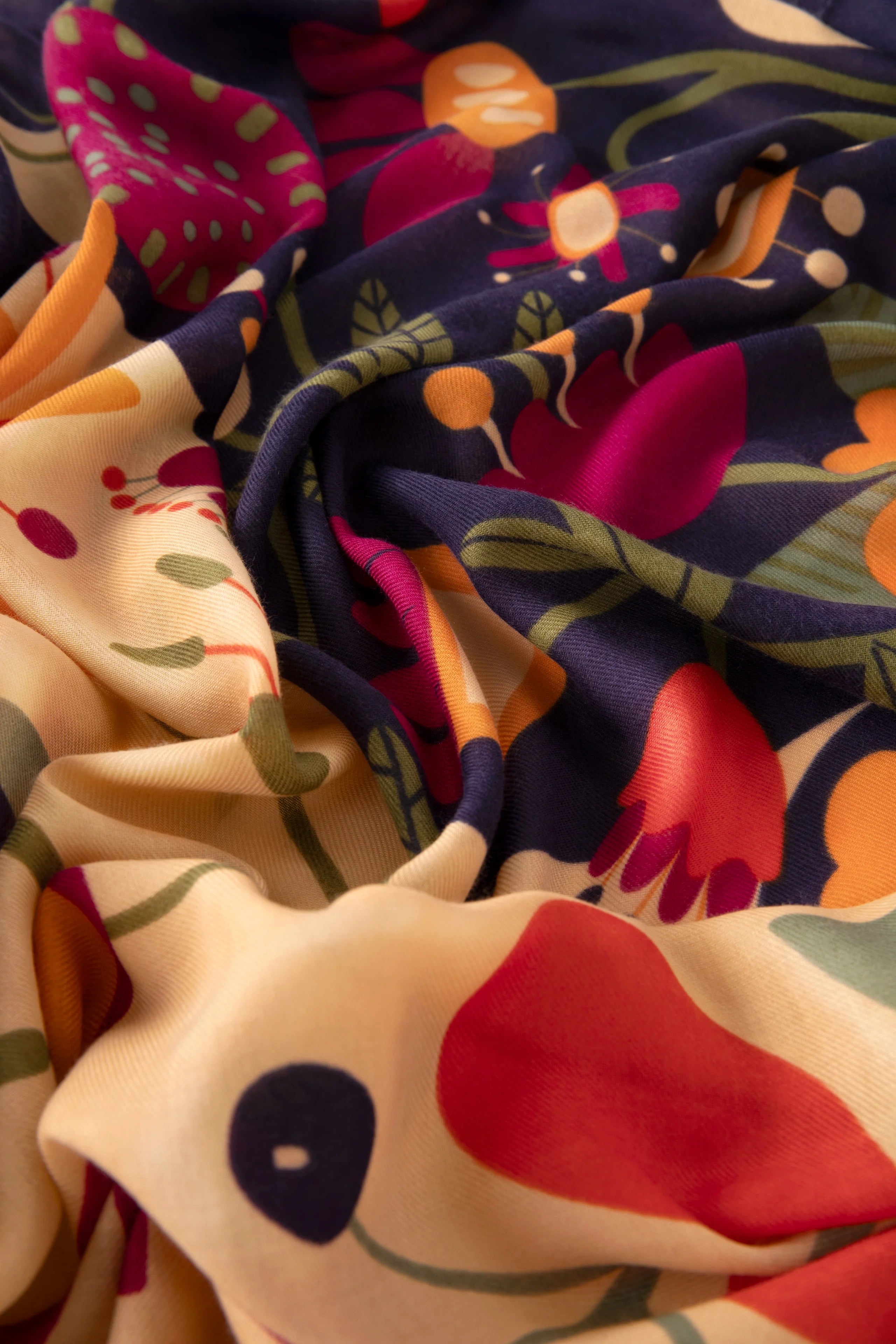 Powder Printed Scarf  Scandi Floral