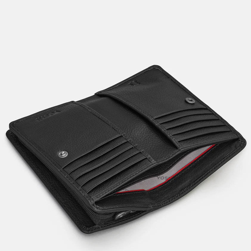 Black leather wallet on a white background