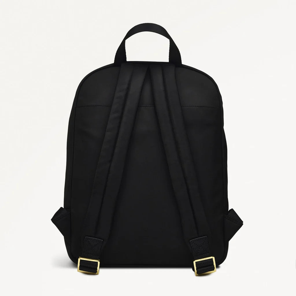 Black backpack on a white background