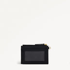 Black coin purse with gold accents and Radley logo on a white background with ID section