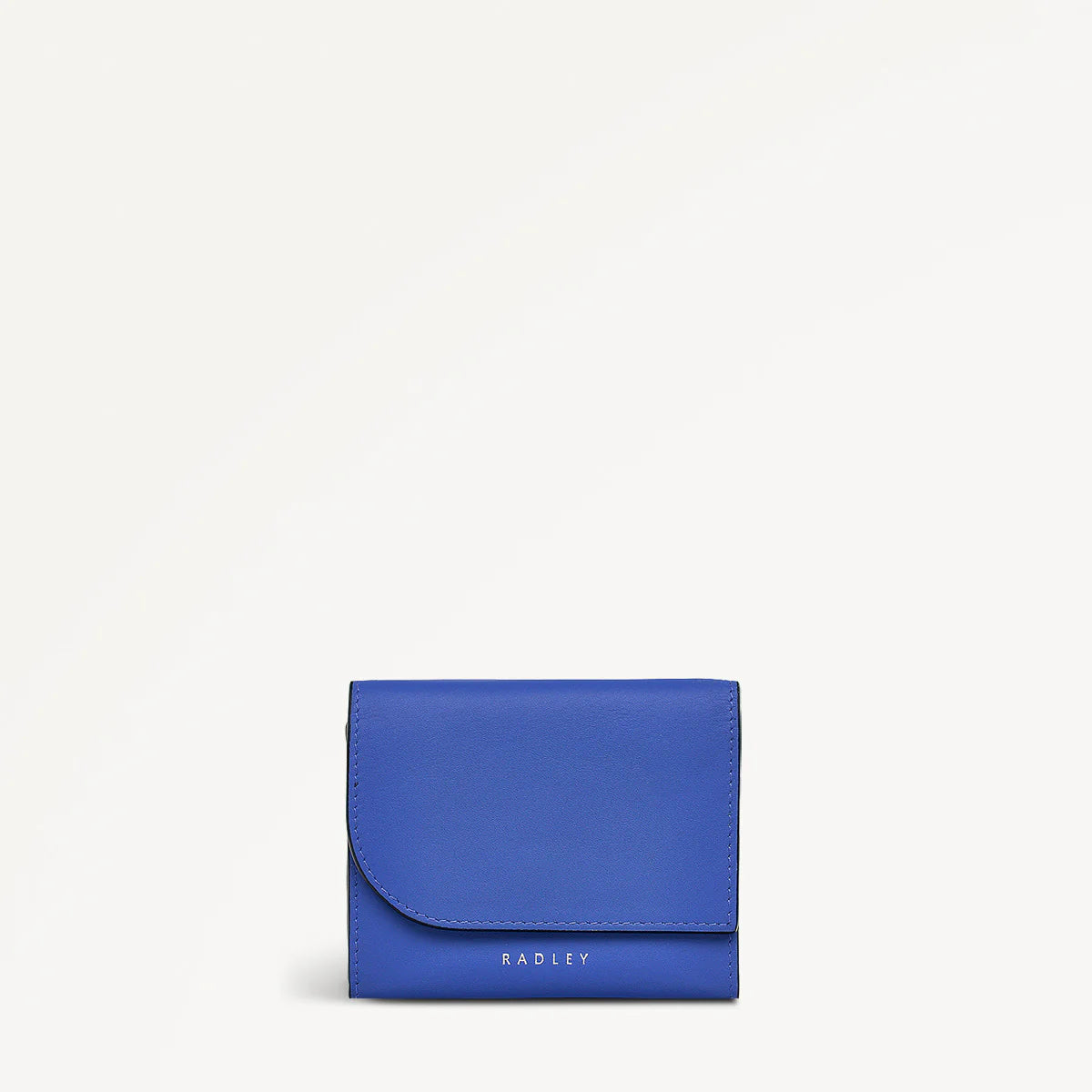 Blue wallet with 'Radley' branding on a white background