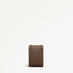 Brown leather pouch on a white background