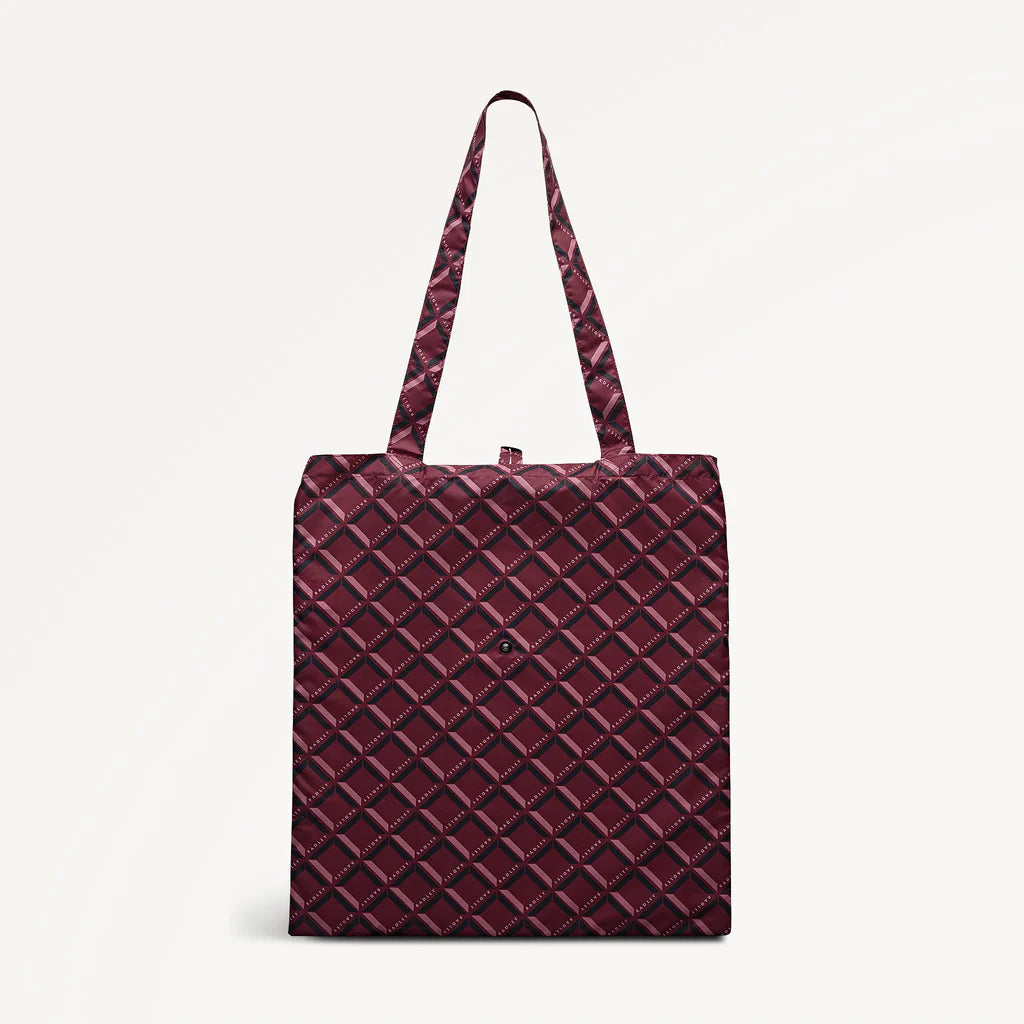 Maroon shopper tote bag on a white background