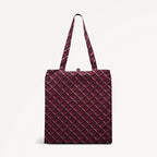 Maroon shopper tote bag on a white background