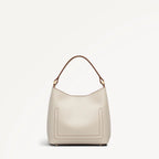 Radley Spring Blooms Leather and Raffia Floral Picture Bag - rear view showing smooth leather body and metal feet