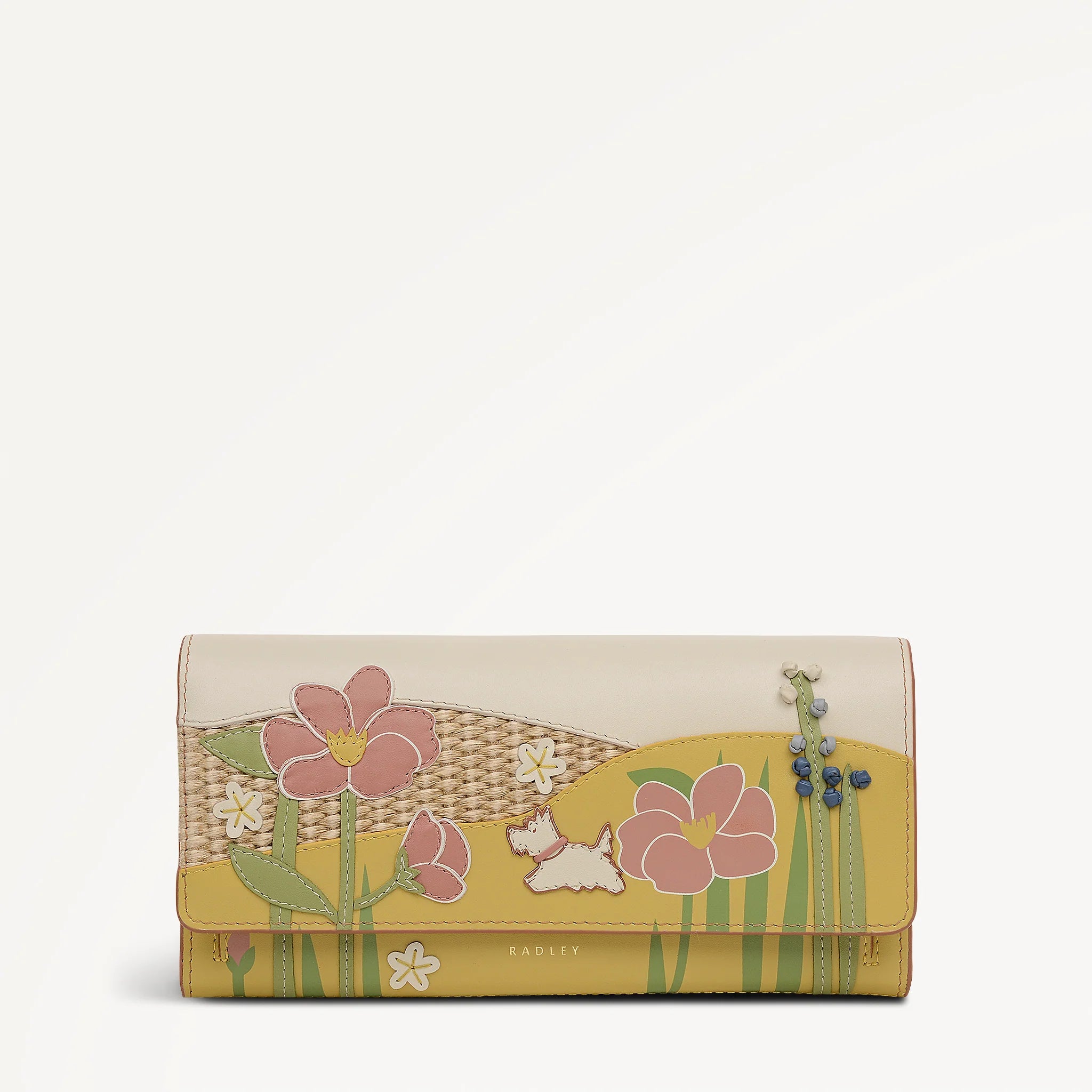 Radley Spring Blooms Raffia & Leather Picture Purse