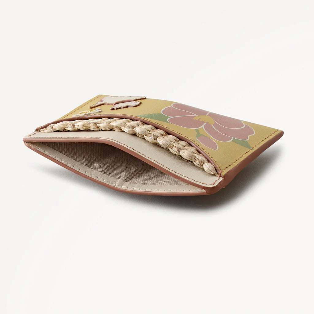 Radley Spring Blooms Raffia & Leather Card Holder