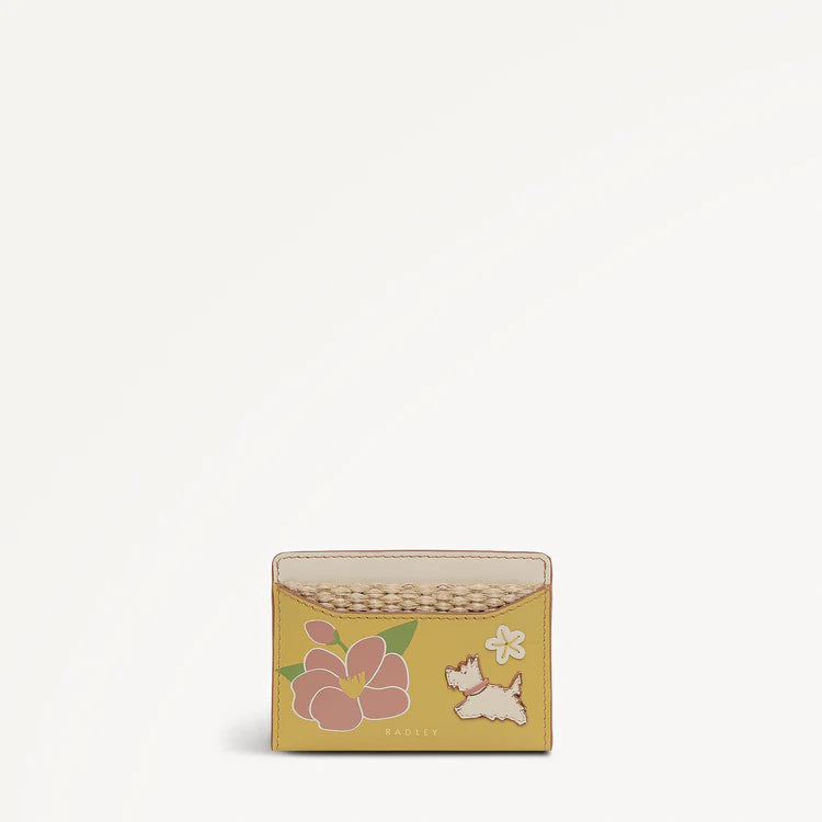 Radley Spring Blooms Raffia & Leather Card Holder