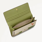 Radley RHS Floral  Chalk and Green wallet with floral and bird design on a white background