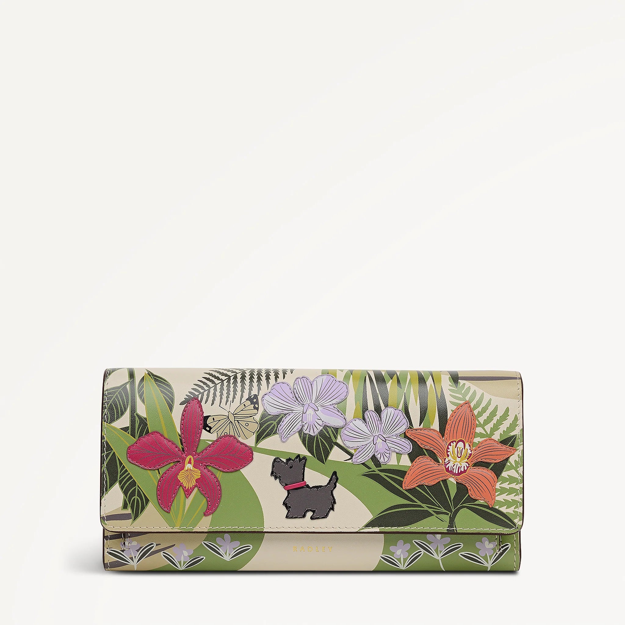 Radley Floral and dog design wallet on a white background