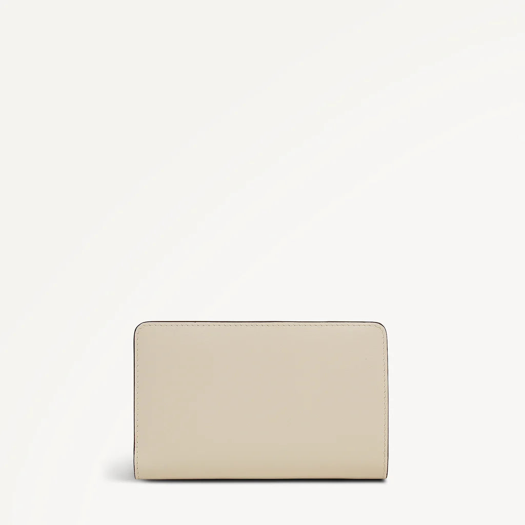 Back of Radley RHS 26 Medium Purse with Floral and dog design wallet on a white background