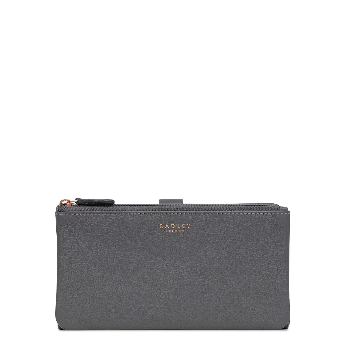 Gray wallet with 'Radley London' branding on a white background