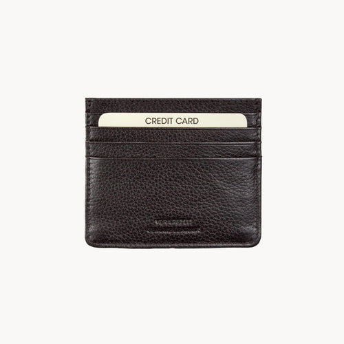 Gianni Conti Leather Credit Card Holder in Black - open view showing 9 card slots