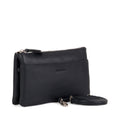 Gianni Conti Leather Crossbody and Clutch Bag in Mustard - open interior view showing card slots and compartments
