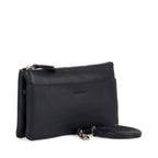 Gianni Conti Leather Crossbody and Clutch Bag in Navy - front view showing zip top fastening