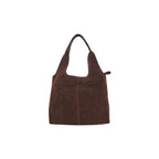 Gianni Conti Suede Shoulder Bag in Chocolate - rear view showing sculpted shape and centre seam