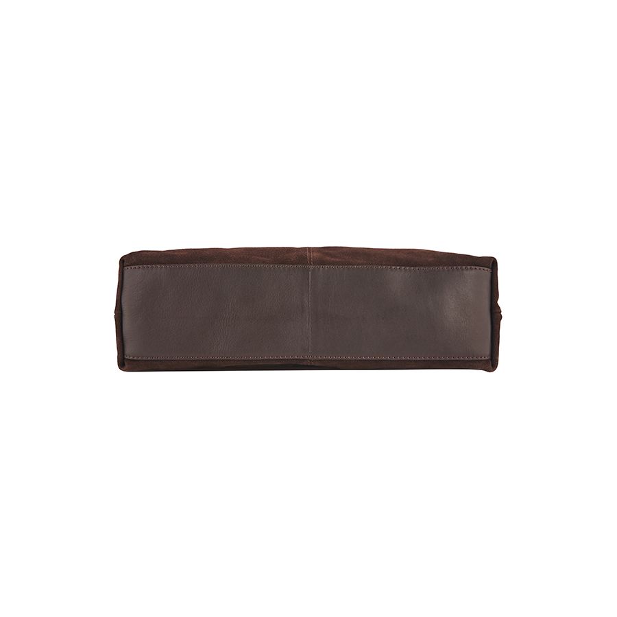 Gianni Conti Suede Shoulder Bag in Chocolate - leather base