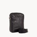 Gianni Conti Iconic Collection Leather Crossbody Bag in Black - front view