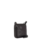 Gianni Conti Classic Leather Crossbody Bag in Black - front view showing adjustable strap and zip fastening