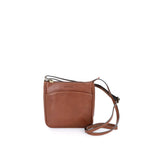 Gianni Conti Classic Leather Crossbody Bag in Tan - front view showing adjustable strap and zip fastening