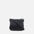 Gianni Conti Classic Leather Flap Crossbody Bag in Black - front view