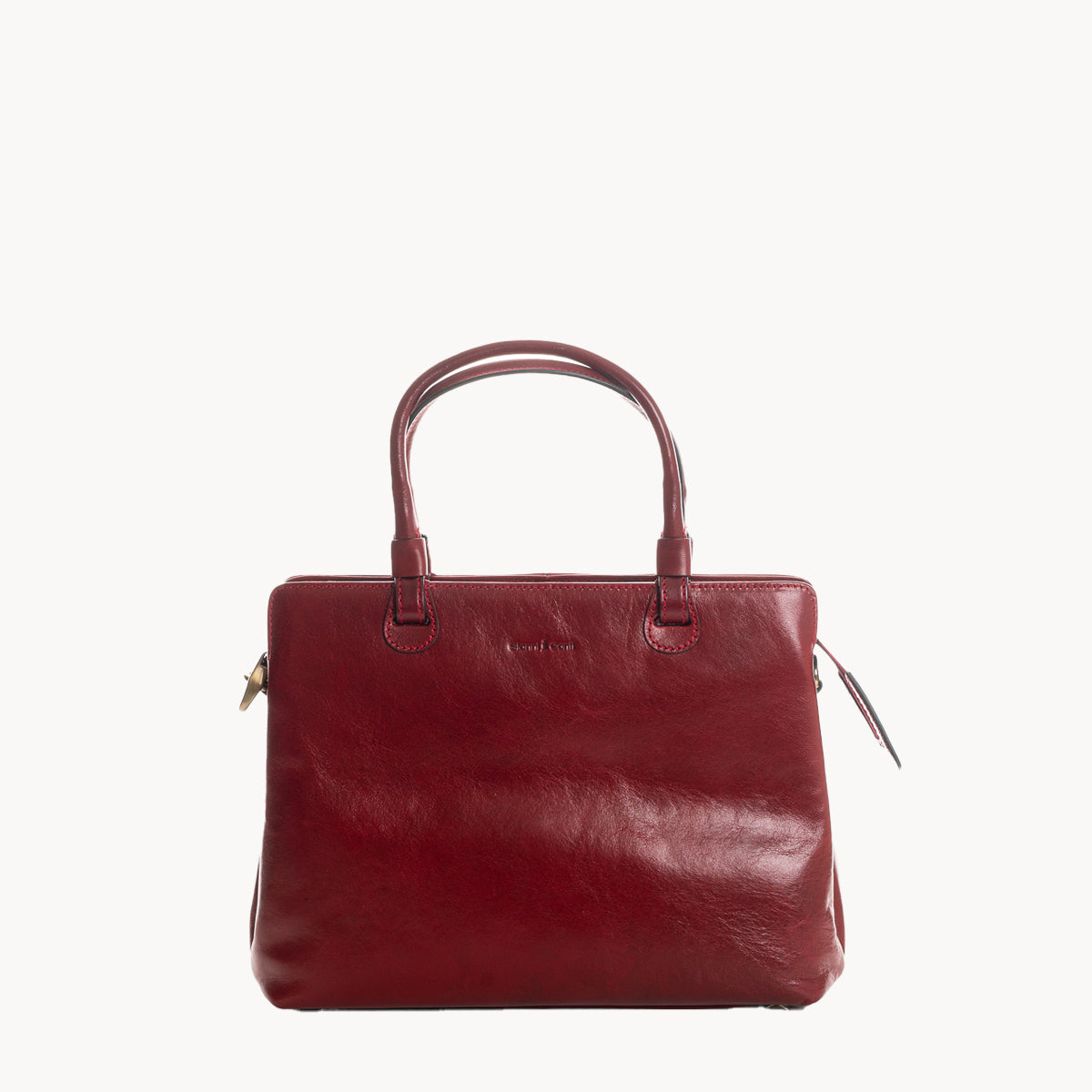 Red handbag on a white background