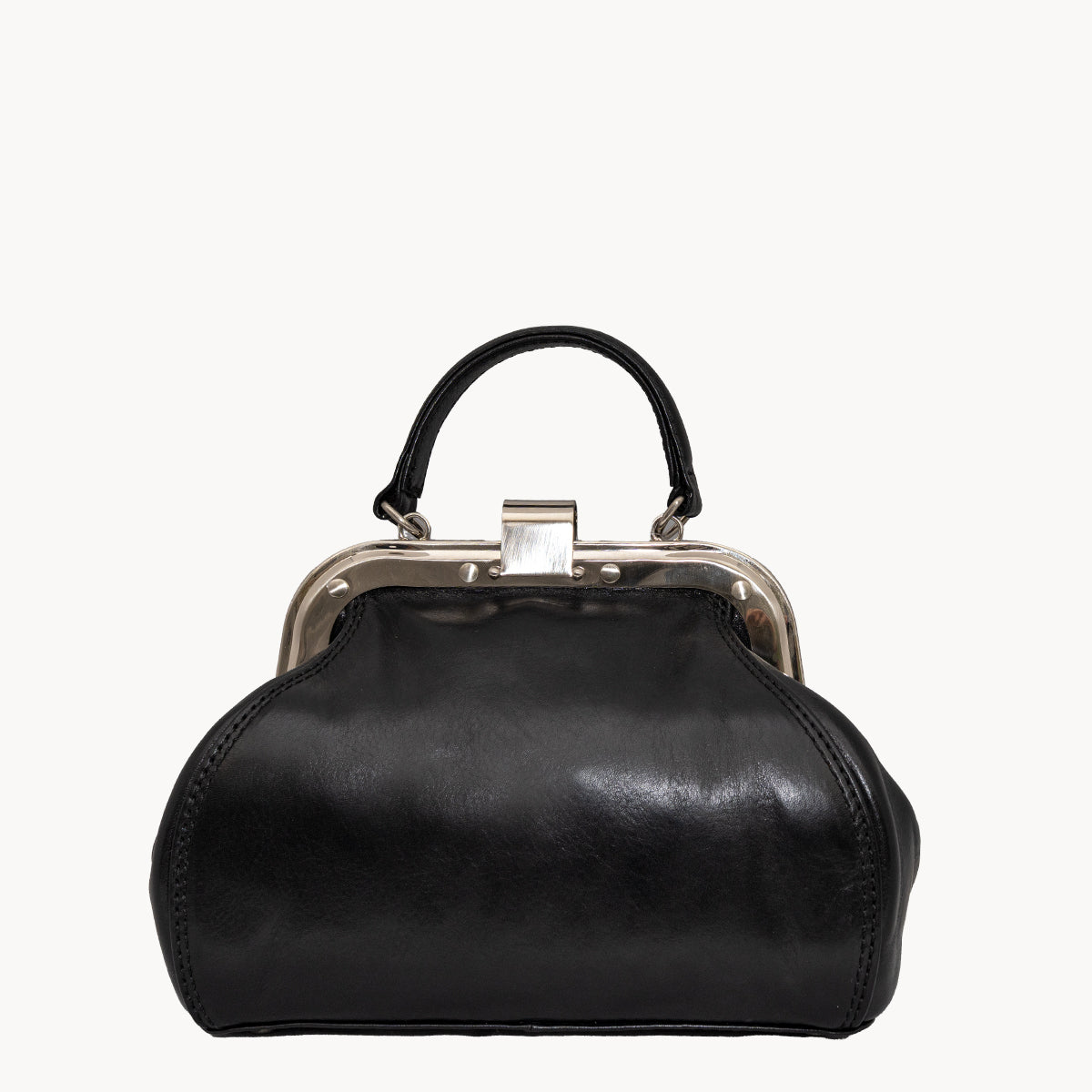 Gianni Conti Small Leather Gladstone Bag - Doctor's Bag in Black - top view showing wide opening and interior