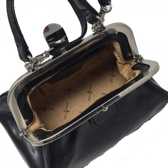 Interior of Gianni Conti small Gladstone bag showing zip and slip pocket