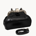 Gianni Conti Small Leather Gladstone Bag - Doctor's Bag in Black - rear view with detachable adjustable strap