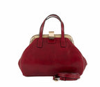 Gianni Conti small Gladstone-style leather bag in red – front view