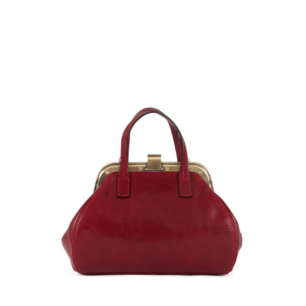Gianni Conti small Gladstone-style leather bag in red – Back view