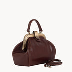 Gianni Conti Small Leather Gladstone Bag - Doctor's Bag in Tan - side view showing Italian leather texture and depth