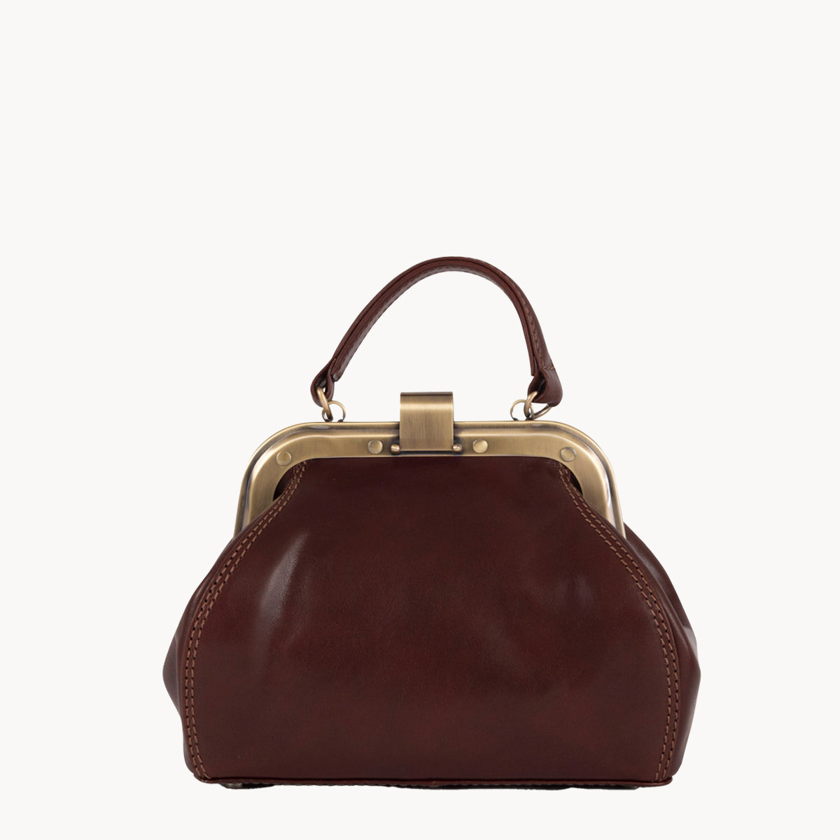 Gianni Conti Small Leather Gladstone Bag - Doctor's Bag in Tan - top view showing wide opening and interior