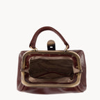 Gianni Conti Small Leather Gladstone Bag - Doctor's Bag in Tan - rear view with detachable adjustable strap