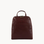 Brown leather backpack on a white background