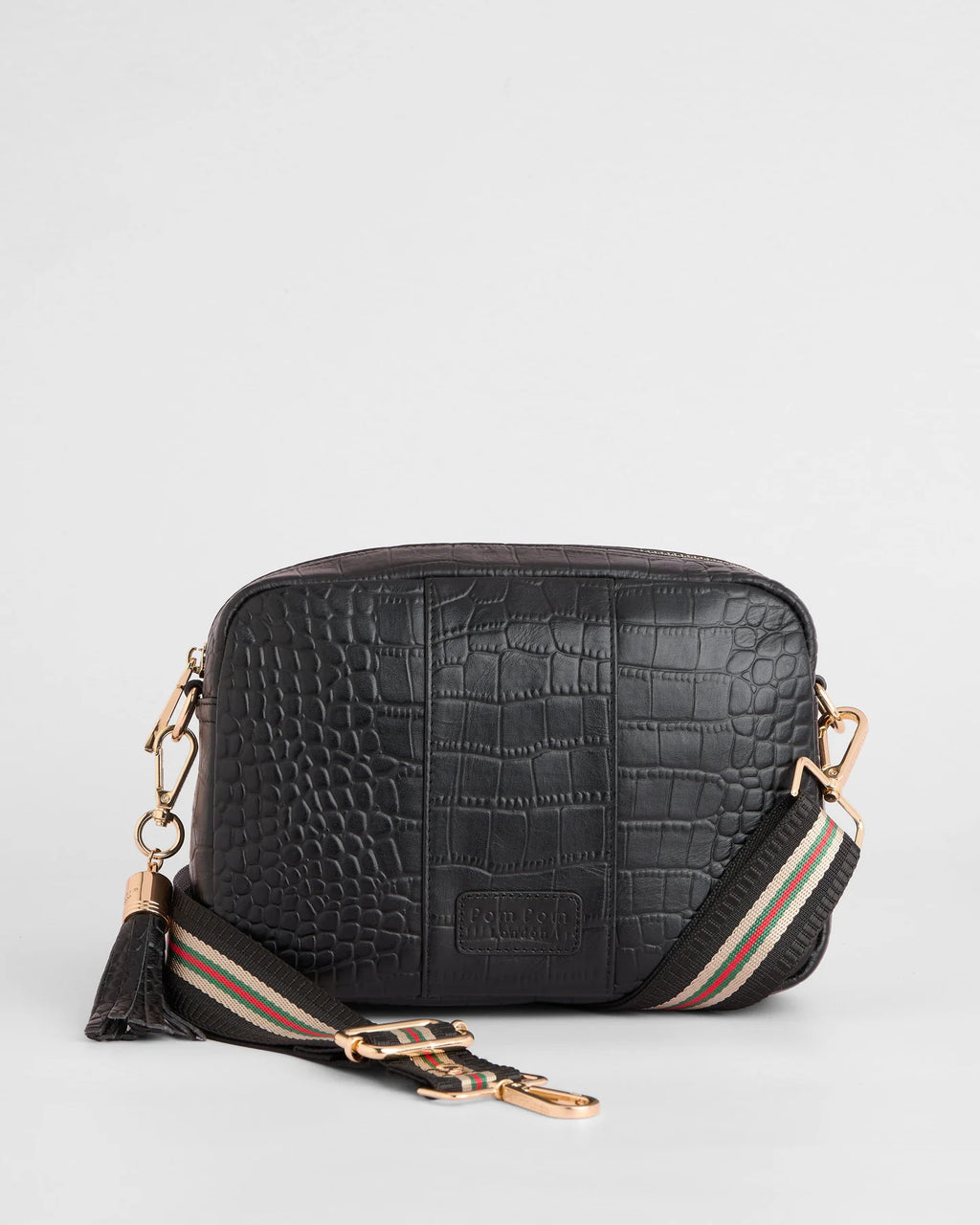 Pom Pom London City Croc Leather Crossbody Bag